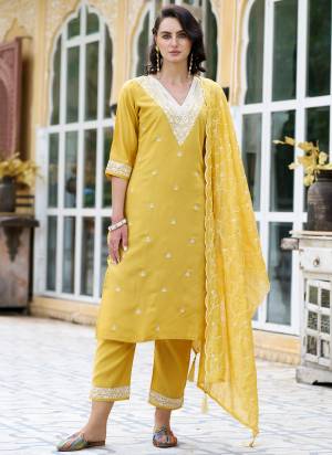 Attractive These Beautiful Readymade Suits With Dupatta.These Suit is Fabricated On Top Are Silk Blend And Bottom Are Silk Blend And Chanderi Dupatta .Its Beautified With Designer Embroidery Work.