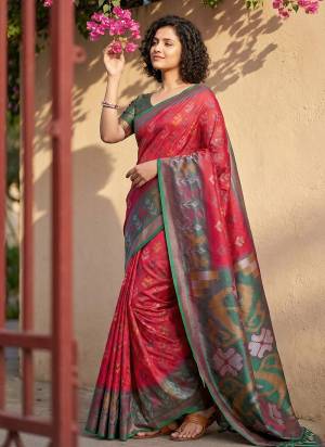 Looking These Fastive And Party Wear Saree in Fine Colored.These Saree And Blouse is Fabricated On Pochampalli Silk.Its Beautified With Woven Jari Designer.