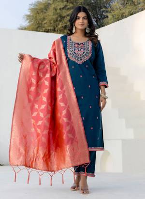 Looking These Beautiful Readymade Suits With Dupatta.These Suit is Fabricated On Top Are Silk Blend And Bottom Are Silk Blend And Banarasi Dupatta .Its Beautified With Designer Embroidery Work.