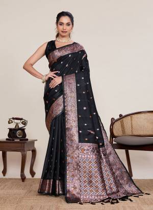 Garb This Party Wear Saree Paired With Blouse.This Saree And Blouse Are Soft Silk Fabric With Woven Sona Chandi Jari Designer. Buy This Pretty Saree Now.