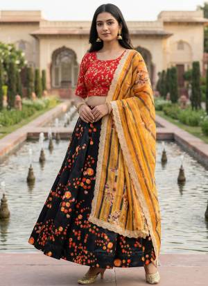 For A Fancy Designer Look,Grab These Lehenga Choli With Dupatta in Fine Colored.These Lehenga Are Satin Silk And Choli Are Art Silk And Dupatta Are Fabricated On Chinon Pair.Its Beautified With Designer Digital Printed With Embroidery Work Blouse.