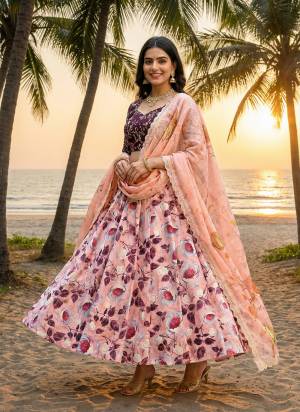 For A Fancy Designer Look,Grab These Lehenga Choli With Dupatta in Fine Colored.These Lehenga Are Satin Silk And Choli Are Art Silk And Dupatta Are Fabricated On Chinon Pair.Its Beautified With Designer Digital Printed With Embroidery Work Blouse.