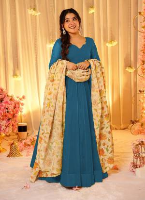 Garb These Beautiful Looking Readymade Gown With Dupatta.These Gown Are Soft Silk Fabricated On Tabby Silk Dupatta.Its Beautified With Solid With Designer Digital Printed.