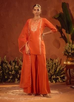 Attrective These Beautiful Looking Readymade Suits.These Top And Bottom Are Viscose Chanderi And Dupatta Are Organza Fabricated.Its Beautified  With Disigner Embroidery Work.