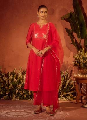 Attrective These Beautiful Looking Readymade Suits.These Top And Bottom Are Viscose Chanderi And Dupatta Are Organza Fabricated.Its Beautified  With Disigner Embroidery Work.