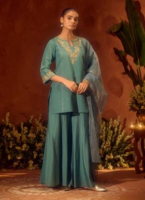 Attrective These Beautiful Looking Readymade Suits.These Top And Bottom Are Viscose Chanderi And Dupatta Are Organza Fabricated.Its Beautified  With Disigner Embroidery Work.