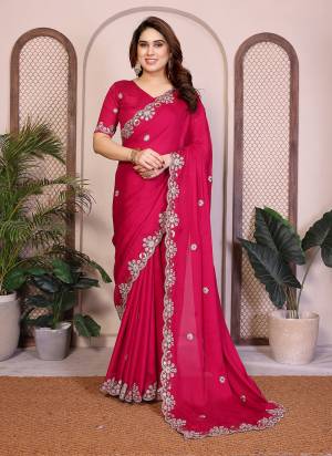 Attrective These Party Wear Saree in Fine Colored.These Saree Are Satin Chiffon And Blouse is Satin Chiffon Fabricated.Its Beautified With Designer Embroidery Cut Work.
