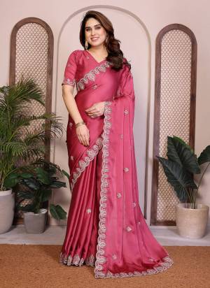 Attrective These Party Wear Saree in Fine Colored.These Saree Are Satin Chiffon And Blouse is Satin Chiffon Fabricated.Its Beautified With Designer Embroidery Cut Work.