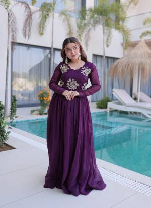 Attactive These Beautiful Looking Readymade Long Gown.These Gown Are Silver Crunchy Fabricated.Its Beautified With Designer Beads Embroidery Work.