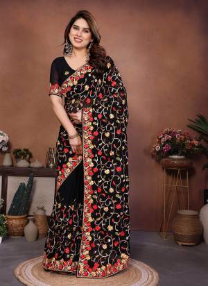 Attrective These Party Wear Saree in Fine Colored.These Saree Are Georgette And Blouse is Georgette Fabricated.Its Beautified With Designer Multy Thread Embroidery Work.