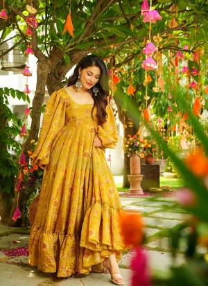 Attrective Looking These Beautiful Looking Readymade Long Gown.These Gown Are Air Tex Chinon Fabricated.Its Beautified With Designer Digital Printed.