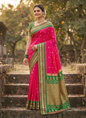Garb These Fastive And Party Wear Saree in Fine Colored.These Saree And Blouse is Fabricated On Soft Silk.Its Beautified With Woven Jacquard Designer.