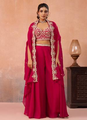Looking These Beautiful Looking Party Wear Readymade Indo Western Crop Top ,Plazzo With Jacket.These Top Are Organza And Bottom is Fabricated On Organza And Organza Jacket.Its Beautified With Heavy Designer Embroidery,Beads,Stone Work.