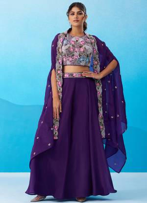 Looking These Beautiful Looking Party Wear Readymade Indo Western Crop Top ,Plazzo With Jacket.These Top Are Crepe And Bottom is Fabricated On Crepe And Crepe Jacket.Its Beautified With Heavy Designer Embroidery,Beads,Stone Work.
