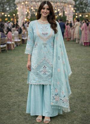 Attractive These Beautiful Looking Readymade Sharara Suits.These Top And Dupatta Are Georgette And Bottom Are Georgette Fabricated.Its Beautified With Disigner Heavy Thread,Moti Embroidery Work.