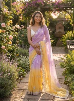 Looking These Party Wear Saree in Fine Sheded Colored.These Saree Are Pixal Crush And Blouse is Satin Fabricated.Its Beautified With Designer Sequance,Moti,Cut Dana Embroidery Work.