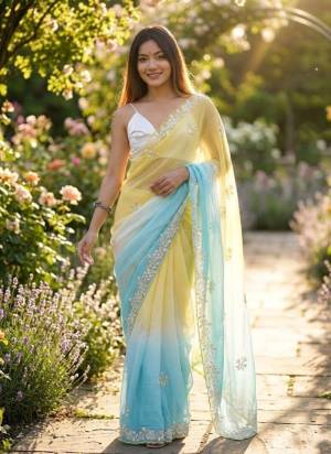 Looking These Party Wear Saree in Fine Sheded Colored.These Saree Are Pixal Crush And Blouse is Satin Fabricated.Its Beautified With Designer Sequance,Moti,Cut Dana Embroidery Work.