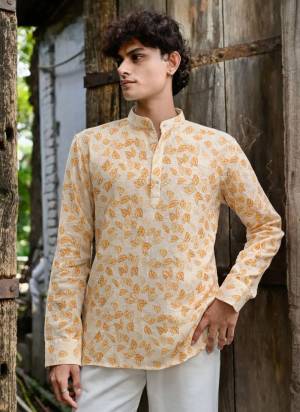 For A festive Wear,Grab These Readymade Short Kurta in Fine Colored.These Kurta is Fabricated On Linen With Designer Printed.Buy Now.
