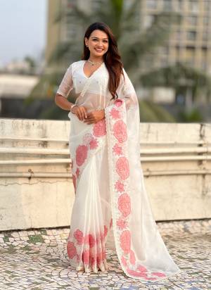 Attractive These Party Wear Saree in Fine Colored.These Saree And Blouse is Fabricated On Oris Silk.Its Beautified With Designer Lotus Embroidery,Cut Work.