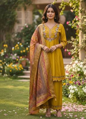 Attractive These Party Wear Suit in Fine Colored Pair With Bottom And Dupatta.These Top Are Cotton Silk And Bottom Are Fabricated On Cotton Silk Pair With Jacquard Simmer Dupatta.Its Beautified With Designer Embroidery Work.