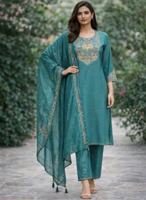 Attractive These Party Wear Suit in Fine Colored Pair With Bottom And Dupatta.These Top Are Cotton Silk And Bottom Are Fabricated On Cotton Silk Pair With Jacquard Simmer Dupatta.Its Beautified With Designer Embroidery Work.