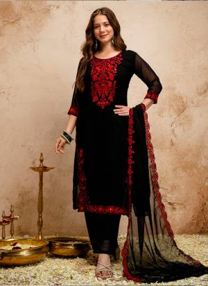 Looking These Suit in Fine Colored Pair With Top Bottom And Dupatta.These Top Are Georgette And Bottom Are Fabricated On Georgette Pair With Georgette Dupatta.Its Beautified With Designer Embroidery Work.