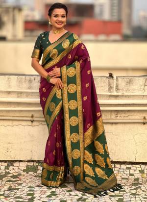 Looking These Party Wear Saree in Fine Colored.These Saree And Blouse is Fabricated On Soft Silk.Its Beautified With Weaving Peacock Jari Designer.