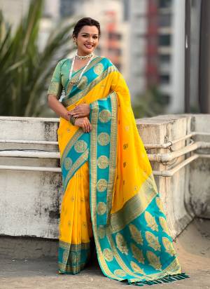 Looking These Party Wear Saree in Fine Colored.These Saree And Blouse is Fabricated On Soft Silk.Its Beautified With Weaving Peacock Jari Designer.