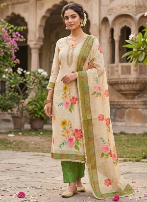 Attractive These Suit in Fine Colored Pair With Bottom And Dupatta.These Top Are Lilen Cotton And Dupatta Are Fabricated On Lilen Cotton Pair With Rayon Bottom.Its Beautified With Designer Printed, Hand Work.