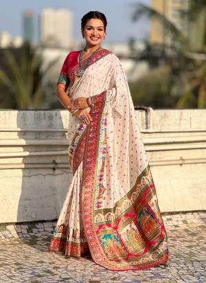 Looking These Party Wear Saree in Fine Colored.These Saree And Blouse is Fabricated On Viscose Silk.Its Beautified With Weaving Meenakari Jari Designer.