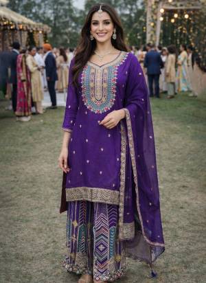 Attractive These Party Wear Suit in Fine Colored Pair Plazzo With Dupatta.These Top,Bottom And Dupatta Are Chinon Fabricated.Its Beautified With Designer Heavy Embroidery Work.