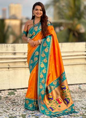 Looking These Party Wear Saree in Fine Colored.These Saree And Blouse is Fabricated On Soft Silk.Its Beautified With Weaving Lotus Meenakari Pallu,Border Designer.