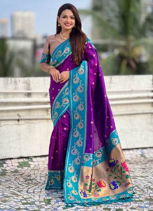 Looking These Party Wear Saree in Fine Colored.These Saree And Blouse is Fabricated On Soft Silk.Its Beautified With Weaving Lotus Meenakari Pallu,Border Designer.