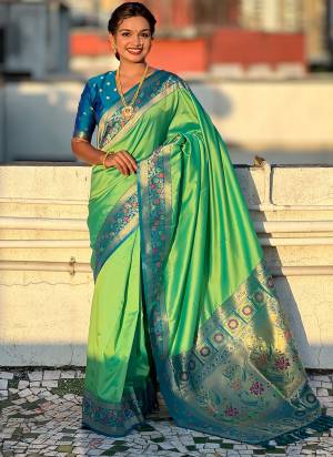 Looking These Party Wear Saree in Fine Colored.These Saree And Blouse is Fabricated On Soft Silk.Its Beautified With Weaving Kadiyal Paithani Border,Gala Designer.