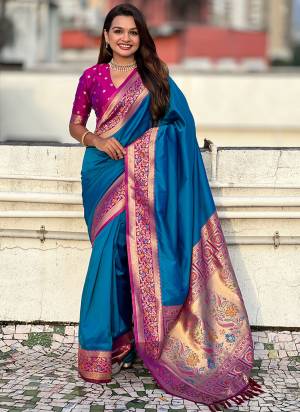 Looking These Party Wear Saree in Fine Colored.These Saree And Blouse is Fabricated On Soft Silk.Its Beautified With Weaving Kadiyal Paithani Border,Gala Designer.