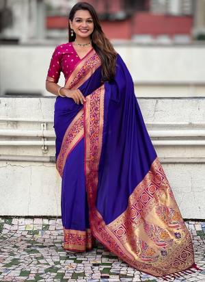 Looking These Party Wear Saree in Fine Colored.These Saree And Blouse is Fabricated On Soft Silk.Its Beautified With Weaving Kadiyal Paithani Border,Gala Designer.