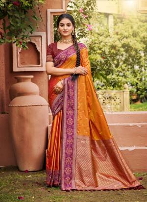 Looking These Fastive And Party Wear Saree in Fine Colored.These Saree And Blouse is Fabricated On Soft Silk.Its Beautified With Woven Jacquard Designer.