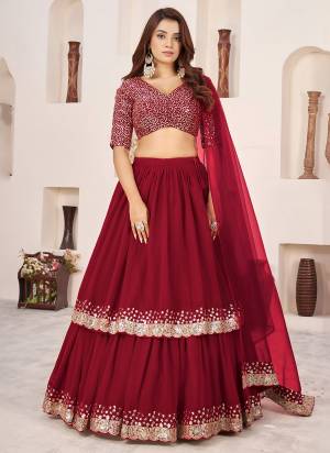 For A Designer Look,Grab These Party Wear Lehenga Choli in Fine Colored.These Lehenga And Blouse Are Fabricated On Georgette Pair With Dupatta Are Soft Net.Its Beautified With Designer Jari,Sequance Embroidery Work.