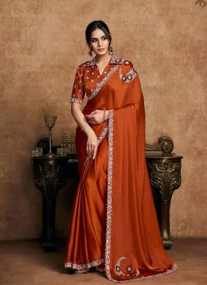 Look Attrective These Designer Party Wear Saree in Fine Colored.These Saree Are Lustrous Satin Silk And Blouse Natural Crepe Satin Silk is Fabricated.Its Beautified Desiger Embroidery,Pearl,Stone Work.