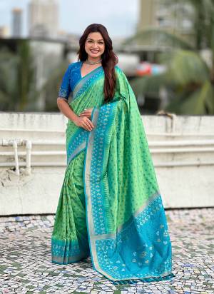 Looking These Party Wear Saree in Fine Colored.These Saree And Blouse is Fabricated On Patola Silk.Its Beautified With Weaving Meenakari Ikkat Designer.