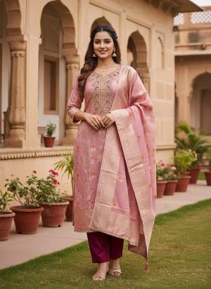 Looking These Suit in Fine Colored Pair With Bottom And Dupatta.These Top Are Banarasi Cotton And Dupatta Are Fabricated On Banarasi Cotton Pair With Rayon Bottom.Its Beautified With Woven Jacquard  Designer, Hand Work.