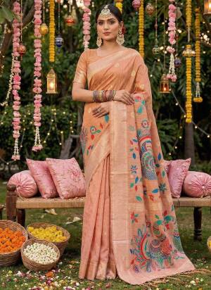Attractive These Fastive And Party Wear Saree in Fine Colored.These Saree And Blouse is Fabricated On Linen Cotton.Its Beautified With Woven Designer.