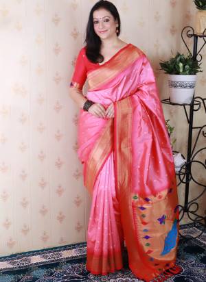 Garb These Party Wear Saree in Fine Colored.These Saree And Blouse is Fabricated On Soft Silk.Its Beautified With Weaving Bandhani Jari,Paithani Meenakari Pallu Designer.