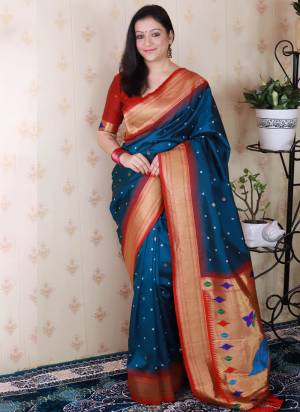 Garb These Party Wear Saree in Fine Colored.These Saree And Blouse is Fabricated On Soft Silk.Its Beautified With Weaving Bandhani Jari,Paithani Meenakari Pallu Designer.