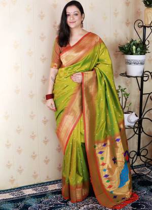 Garb These Party Wear Saree in Fine Colored.These Saree And Blouse is Fabricated On Soft Silk.Its Beautified With Weaving Bandhani Jari,Paithani Meenakari Pallu Designer.