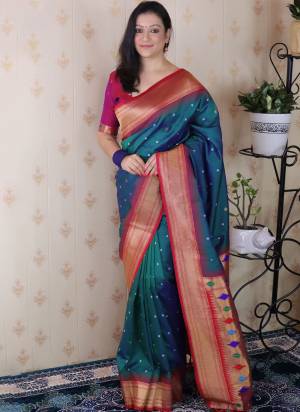 Garb These Party Wear Saree in Fine Colored.These Saree And Blouse is Fabricated On Soft Silk.Its Beautified With Weaving Bandhani Jari,Paithani Meenakari Pallu Designer.