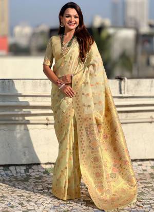 Attractive These Party Wear Fancy Saree in Fine Colored.These Saree And Blouse is Fabricated On Kora Silk.Its Beautified With Woven Laheriya Meenakari Designer.