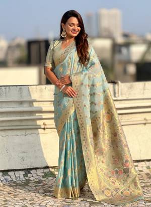 Attractive These Party Wear Fancy Saree in Fine Colored.These Saree And Blouse is Fabricated On Kora Silk.Its Beautified With Woven Laheriya Meenakari Designer.