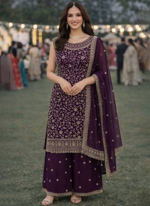 Garb These Beautiful Looking Readymade Plazzo Suits.These Top And Dupatta Are Georgette And Bottom Are Georgette Fabricated.Its Beautified With Disigner Heavy Sequance Embroidery Work.