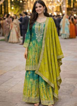  Looking These Party Wear Suit in Fine Colored Pair Plazzo With Dupatta.These Top,Bottom And Dupatta Are Chinon Fabricated.Its Beautified With Designer Heavy Mirror, Embroidery Work.